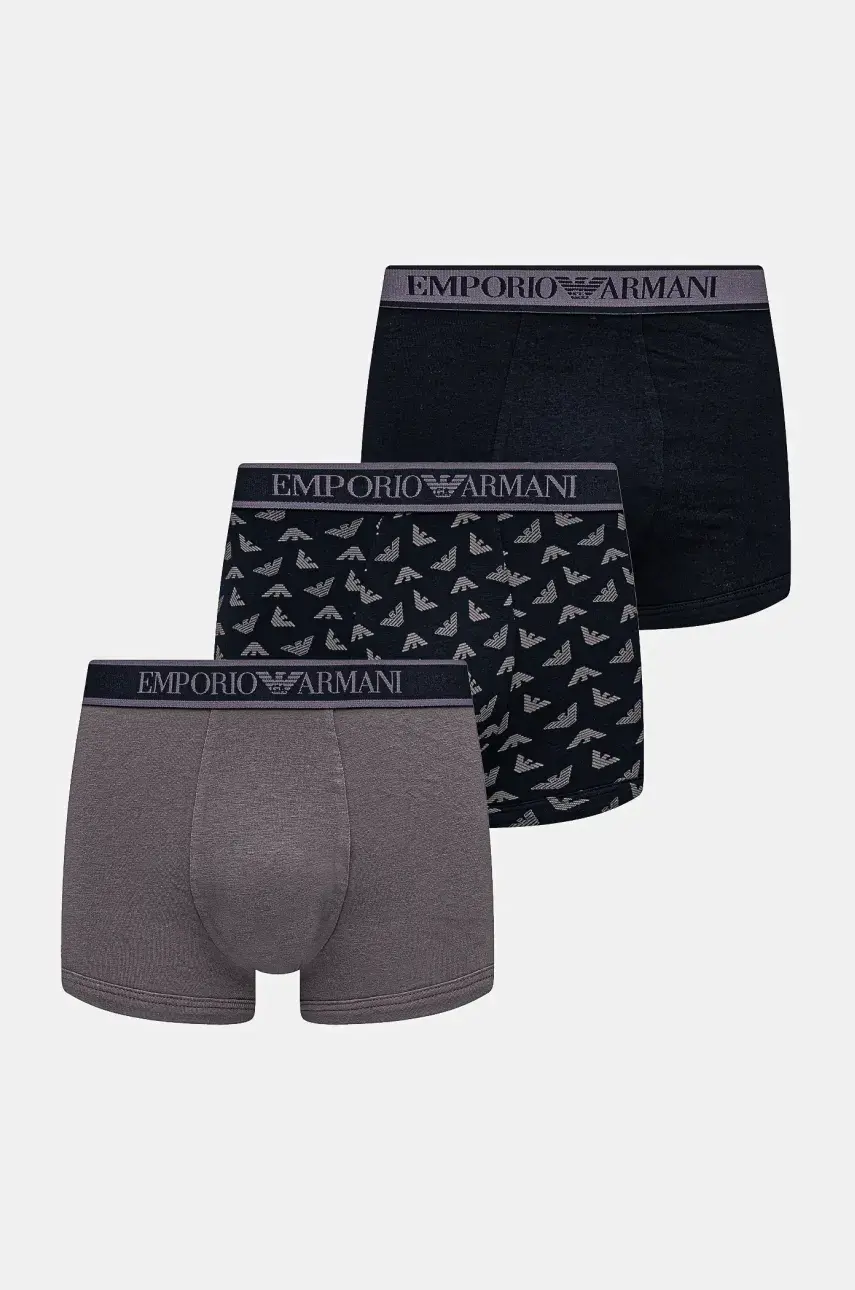 Boxerky Emporio Armani Underwear 3-pak pánske, tmavomodrá farba, EM000370 AF10779