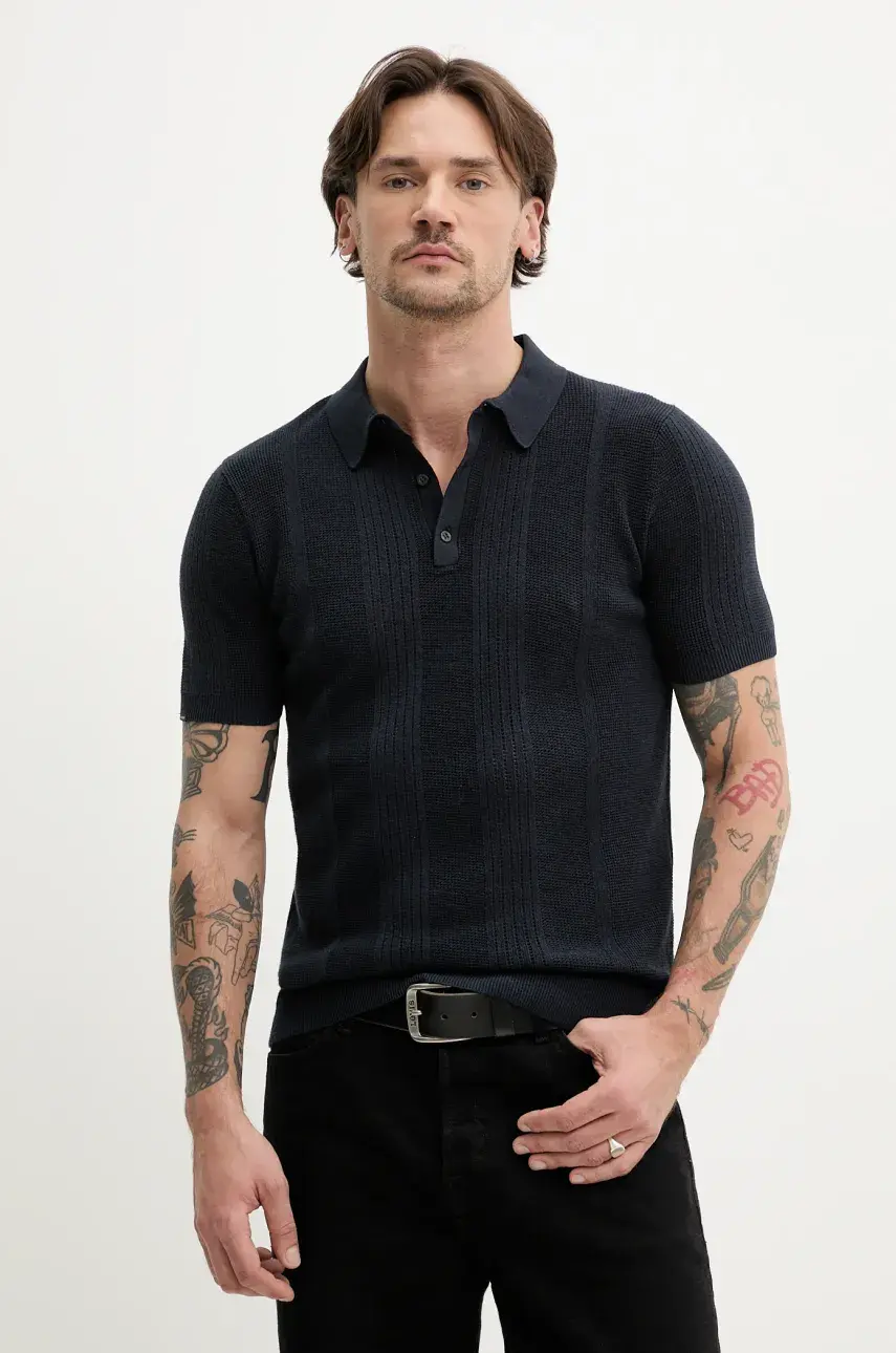 Polo tričko Superdry pánske, tmavomodrá farba, jednofarebné, M1110390A-98T