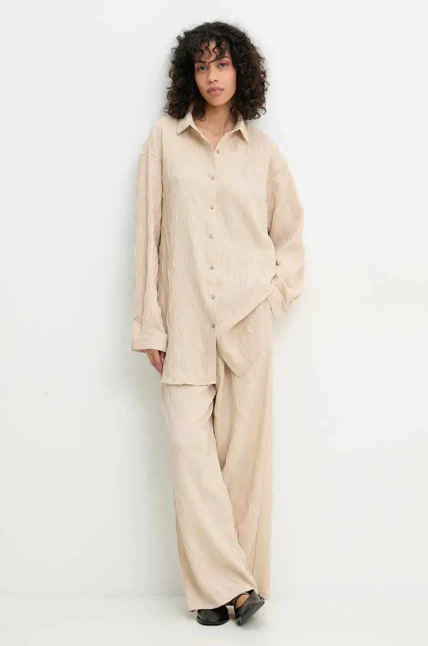 Ľanová súprava Answear Lab dámsky, béžová farba