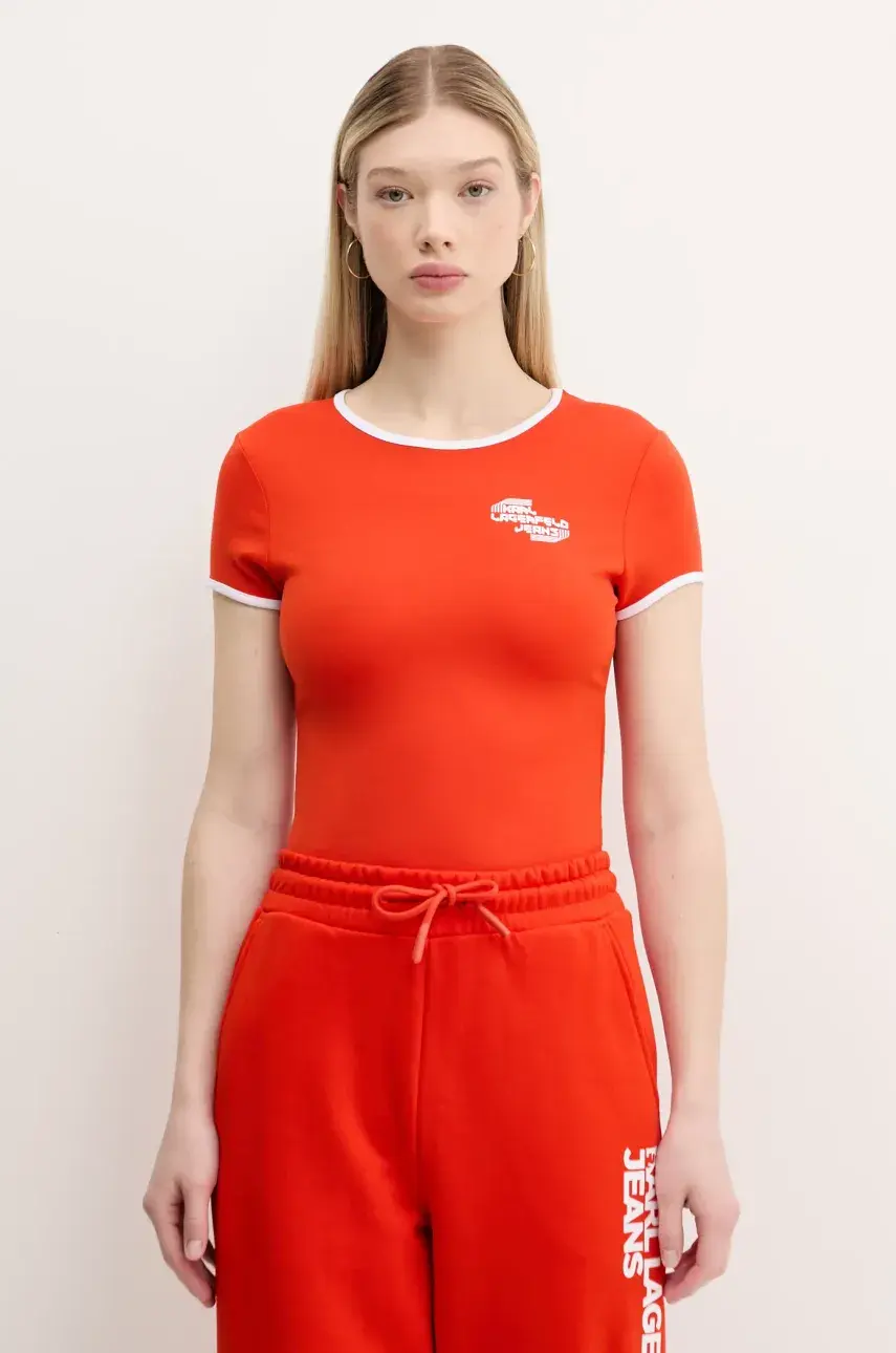 Tričko Karl Lagerfeld Jeans dámske, oranžová farba, A2W17098