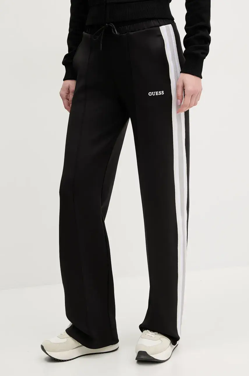 Tepláky Guess YARROW dámske, čierna farba, s potlačou, V5GB12 KCRU2