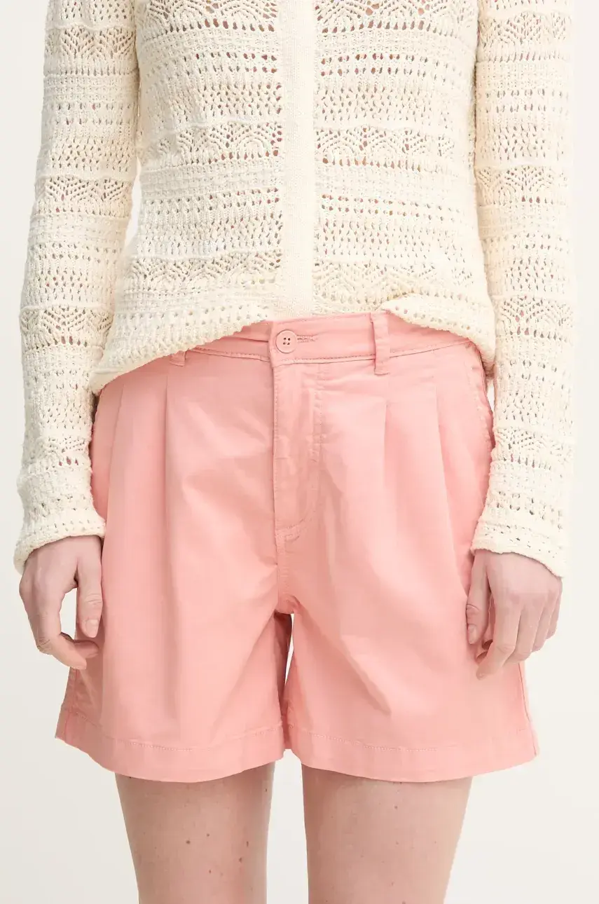 Šortky Pepe Jeans MID WAIST REGULAR CHINO SHORT VANIA dámske, ružová farba, jednofarebné, stredne vysoký pás, PL801168
