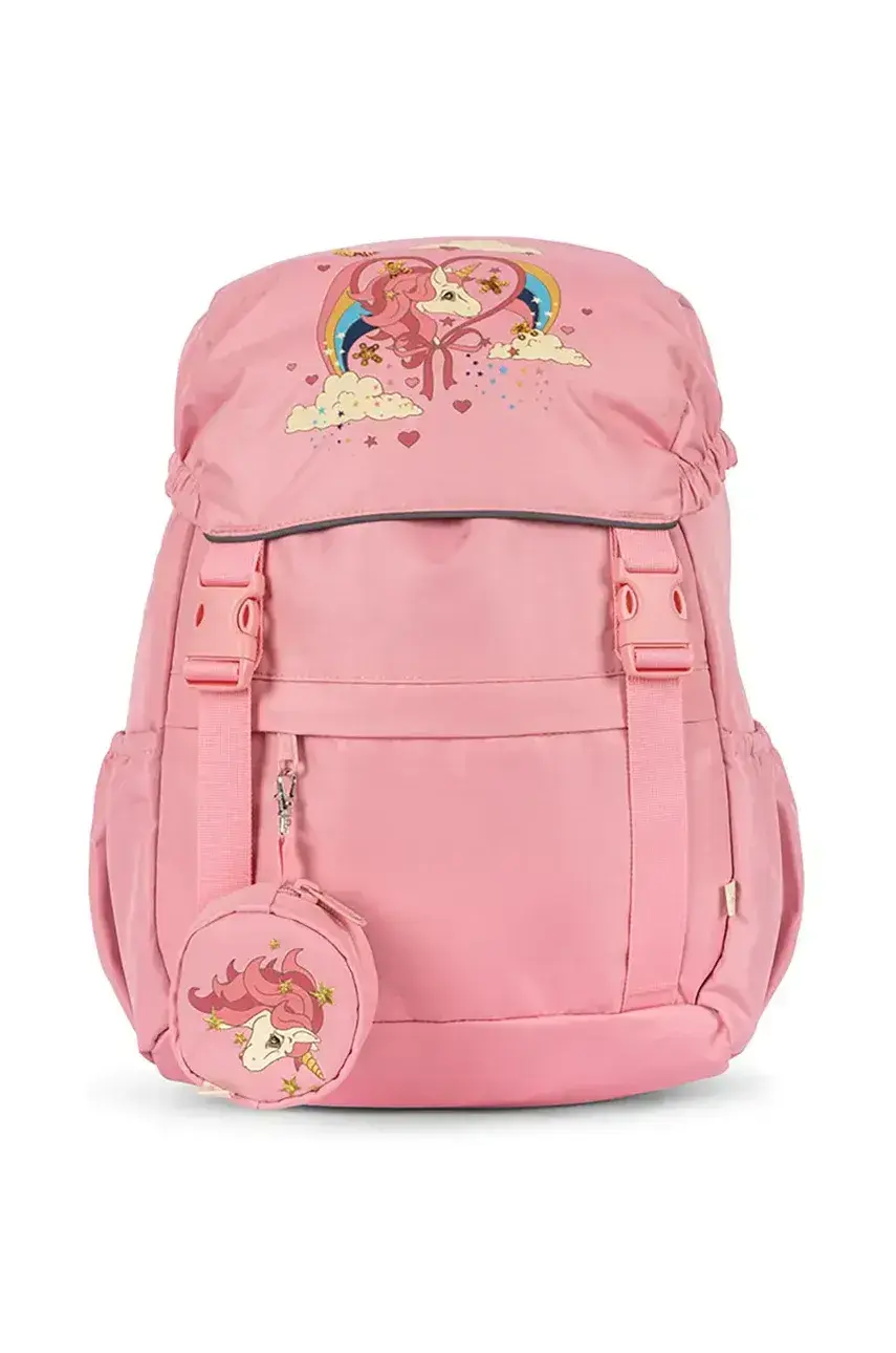 Detský ruksak Konges Sløjd CLOVER SCHOOLBAG ružová farba, veľký, s potlačou, KS102991