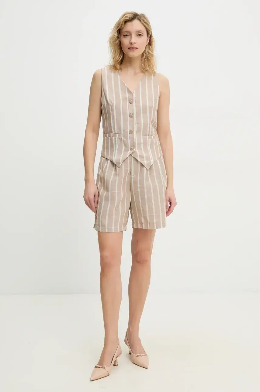 Vesta a šortky Answear Lab dámsky, béžová farba