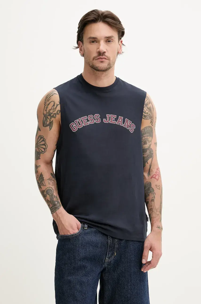 Bavlnené tričko Guess Jeans tmavomodrá farba, M5GP31 K8HM0
