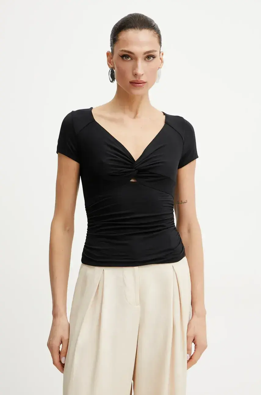 Tričko Guess CHARLOTTE dámske, čierna farba, W5GP15 KACM2