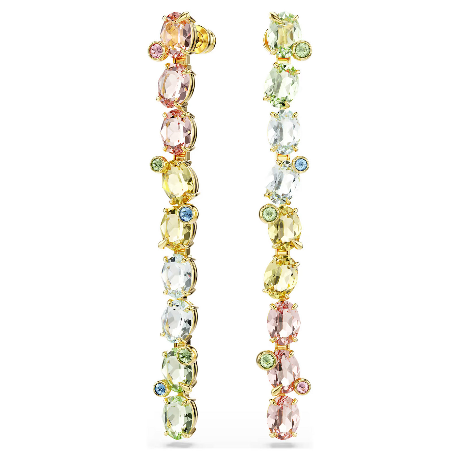Swarovski Dlhé asymetrické náušnice s farebnými kryštálmi Gema 5705809