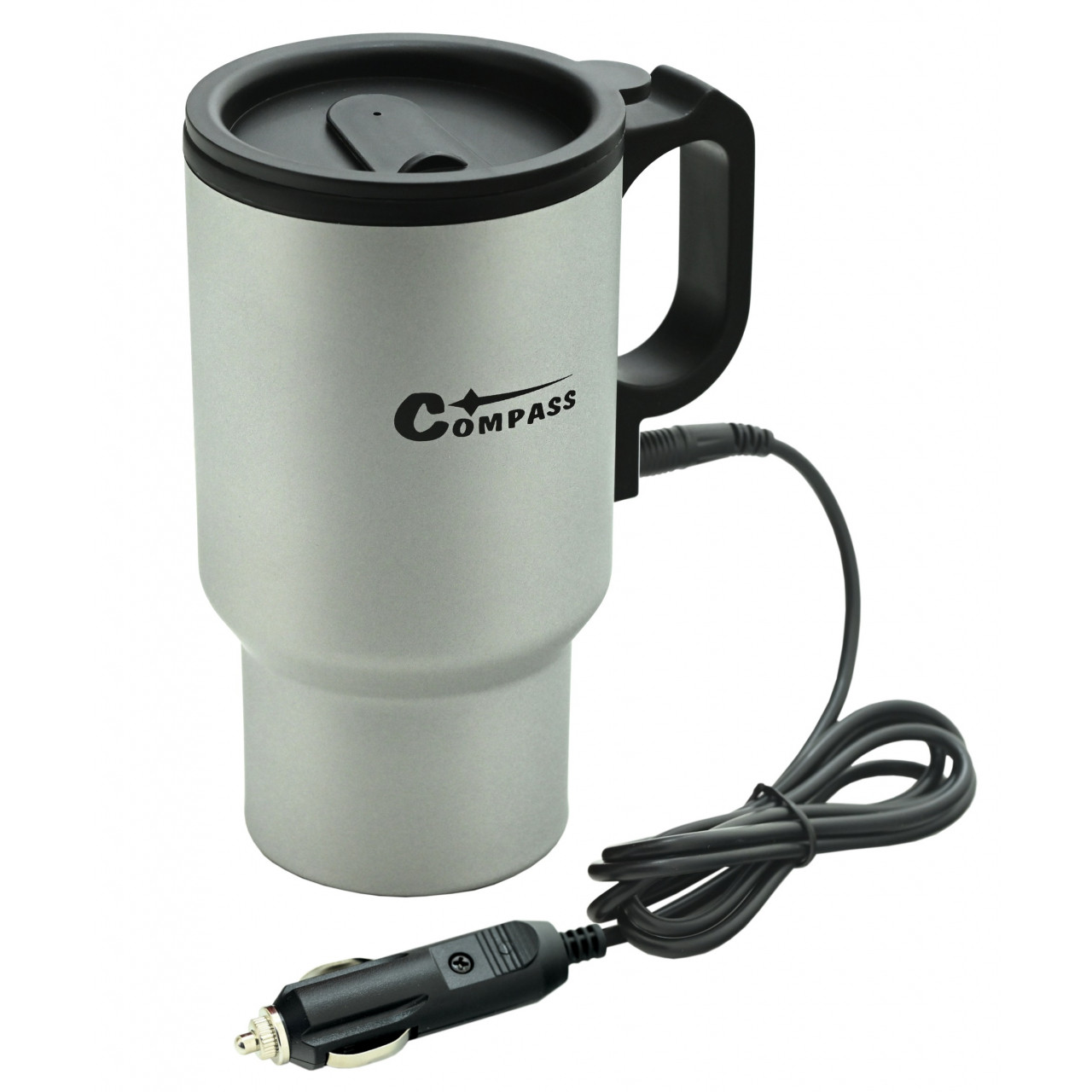 Termohrnček s ohrevom Compass 12V - strieborný