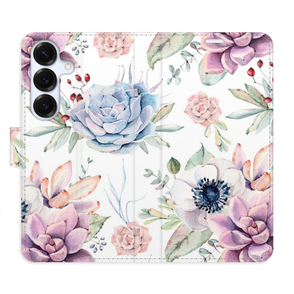 Flipové puzdro iSaprio - Succulents Pattern - Samsung Galaxy S25