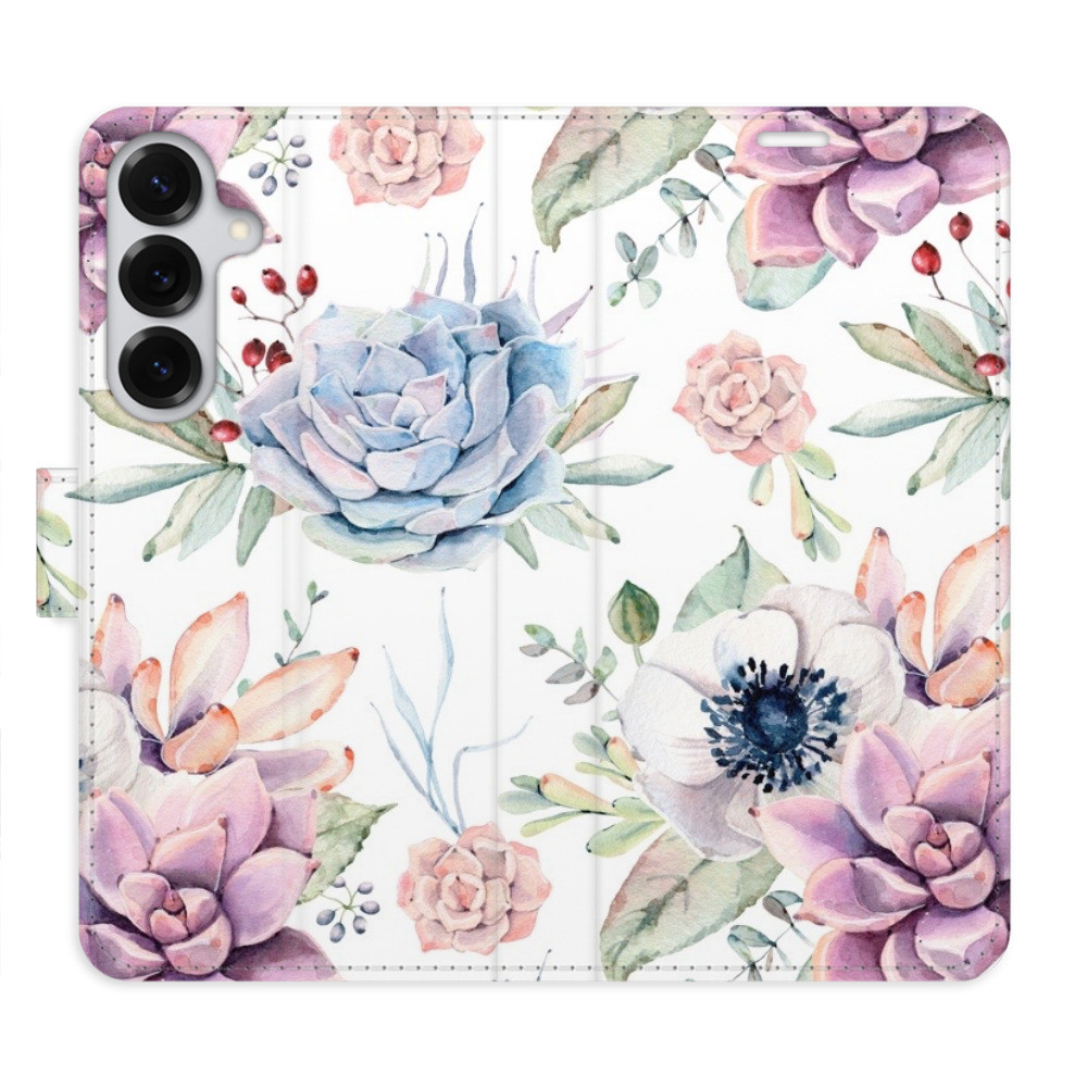 Flipové puzdro iSaprio - Succulents Pattern - Samsung Galaxy S25+