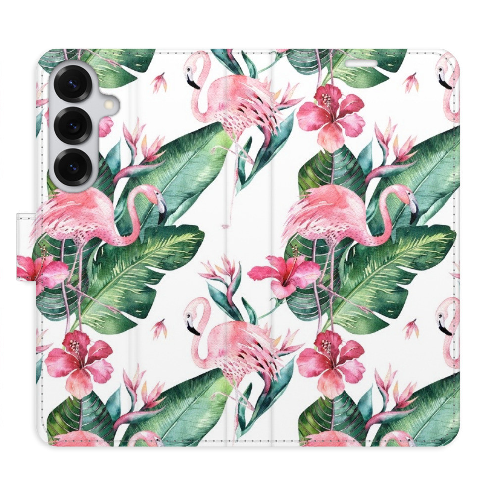 Flipové puzdro iSaprio - Flamingos Pattern - Samsung Galaxy S25+