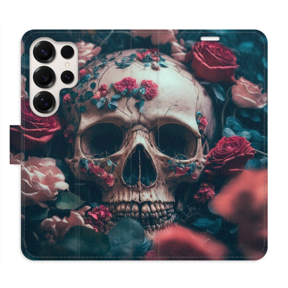 Flipové puzdro iSaprio - Skull in Roses 02 - Samsung Galaxy S25 Ultra