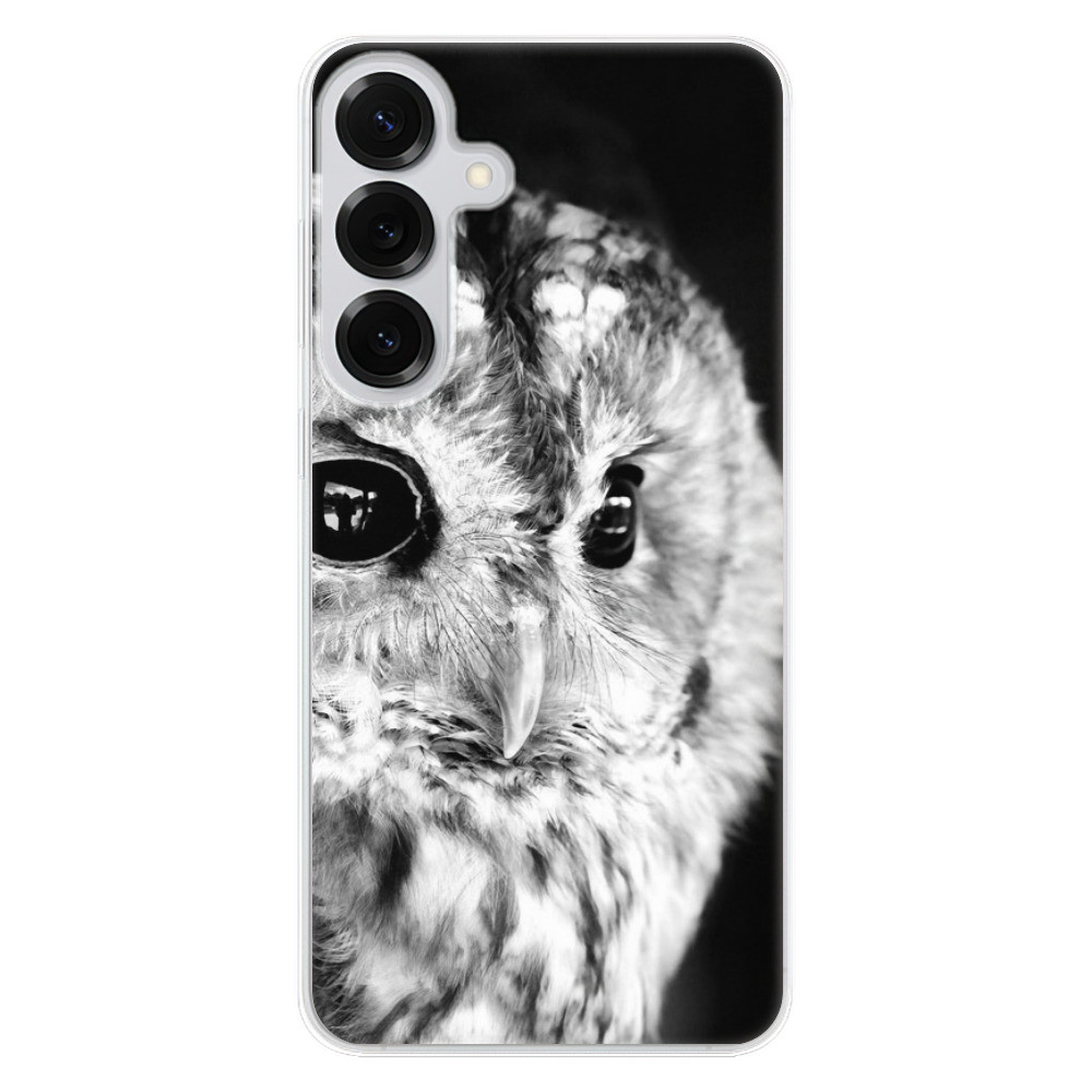 Odolné silikónové puzdro iSaprio - BW Owl - Samsung Galaxy S25+