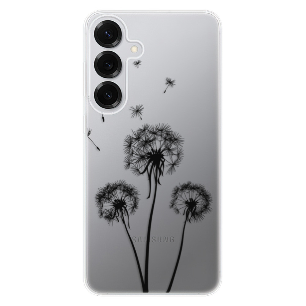 Odolné silikónové puzdro iSaprio - Three Dandelions - black - Samsung Galaxy S25+