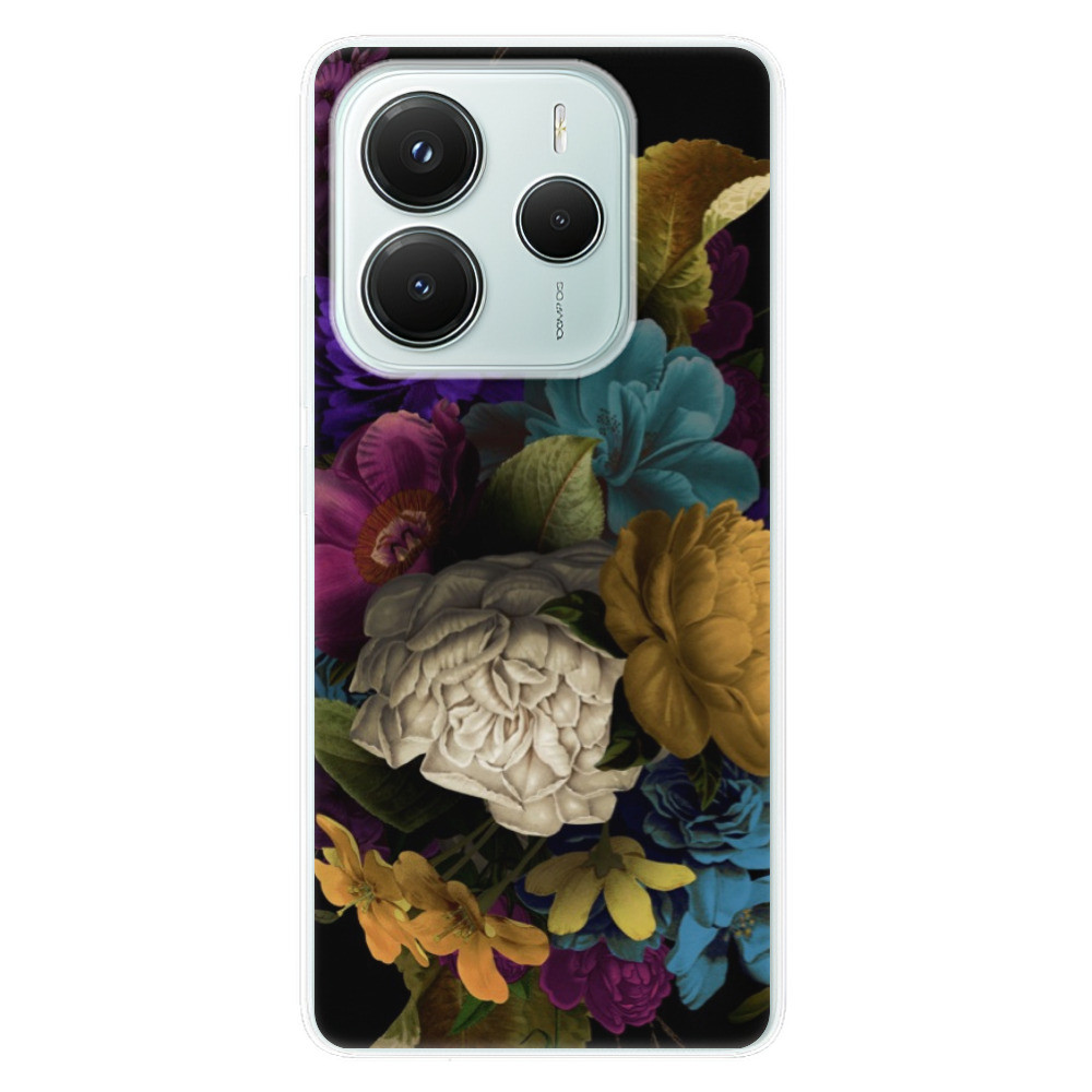 Odolné silikónové puzdro iSaprio - Dark Flowers - Xiaomi Redmi Note 14 5G