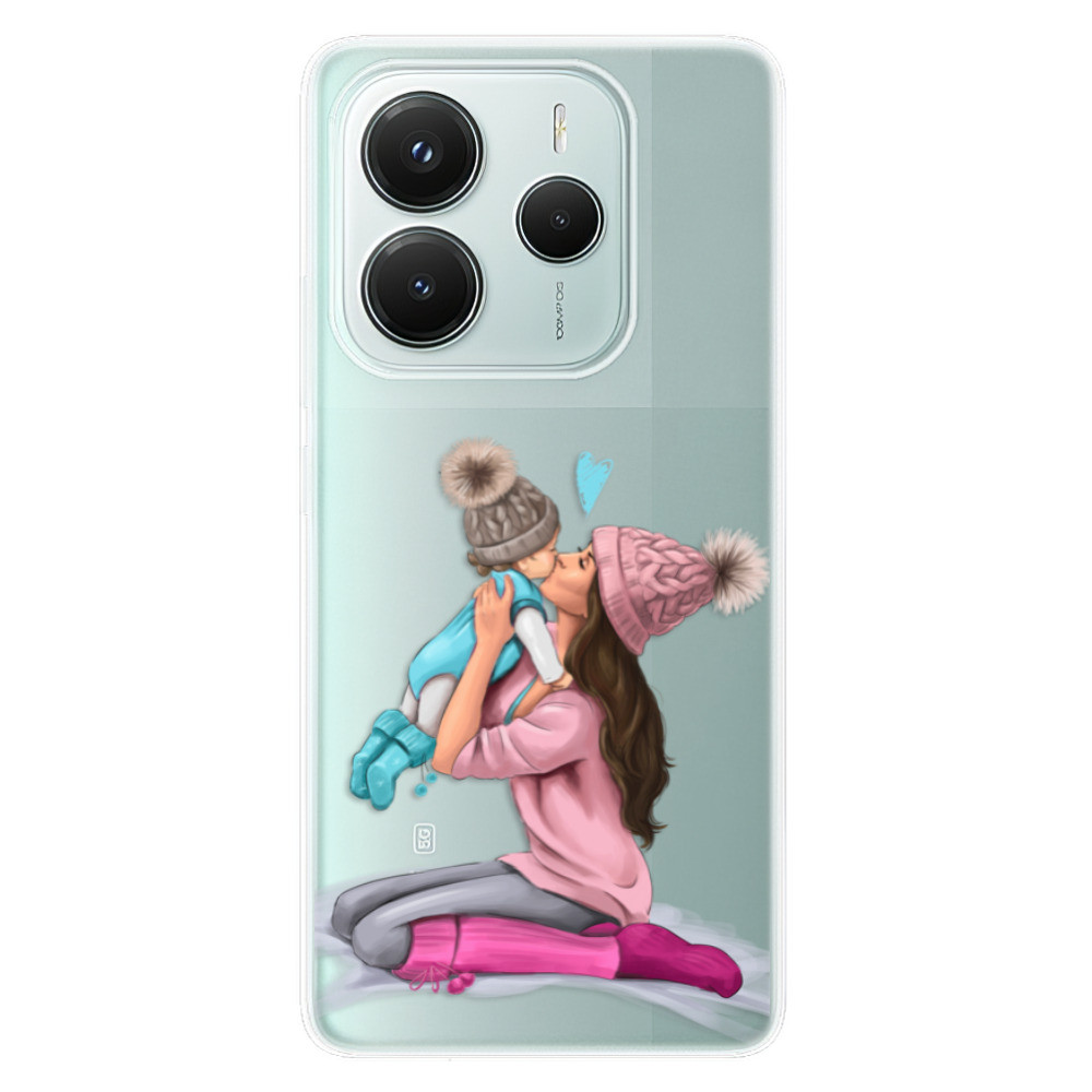 Odolné silikónové puzdro iSaprio - Kissing Mom - Brunette and Boy - Xiaomi Redmi Note 14 5G