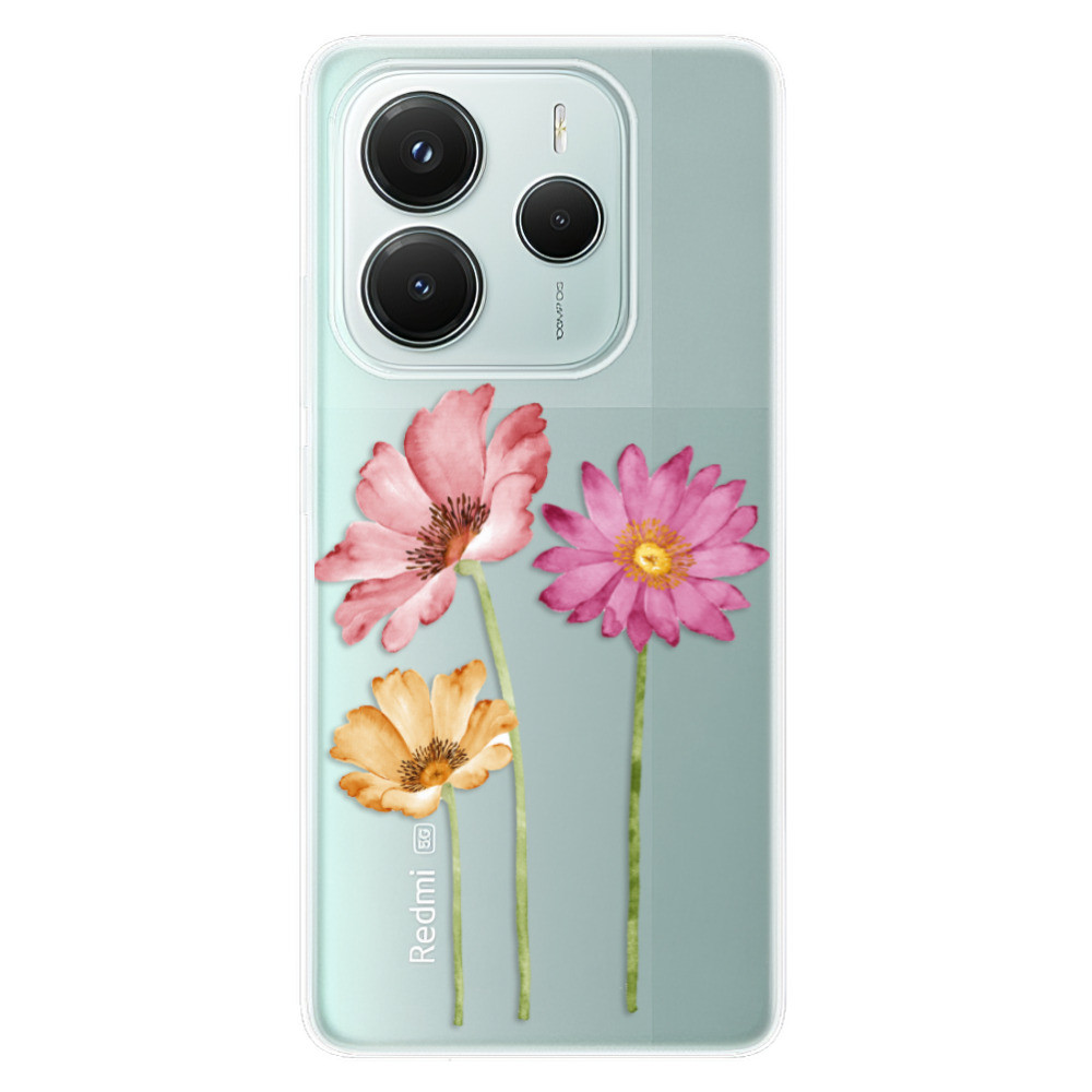 Odolné silikónové puzdro iSaprio - Three Flowers - Xiaomi Redmi Note 14 5G