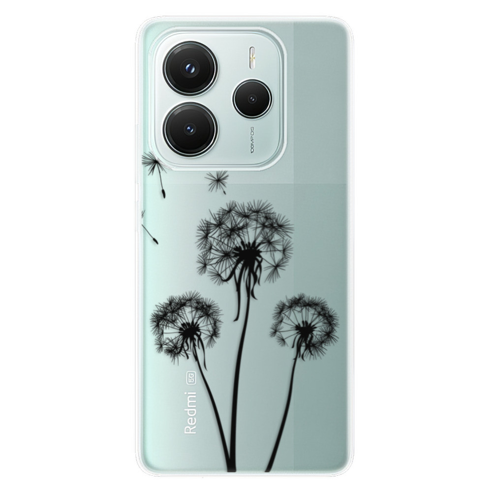Odolné silikónové puzdro iSaprio - Three Dandelions - black - Xiaomi Redmi Note 14 5G