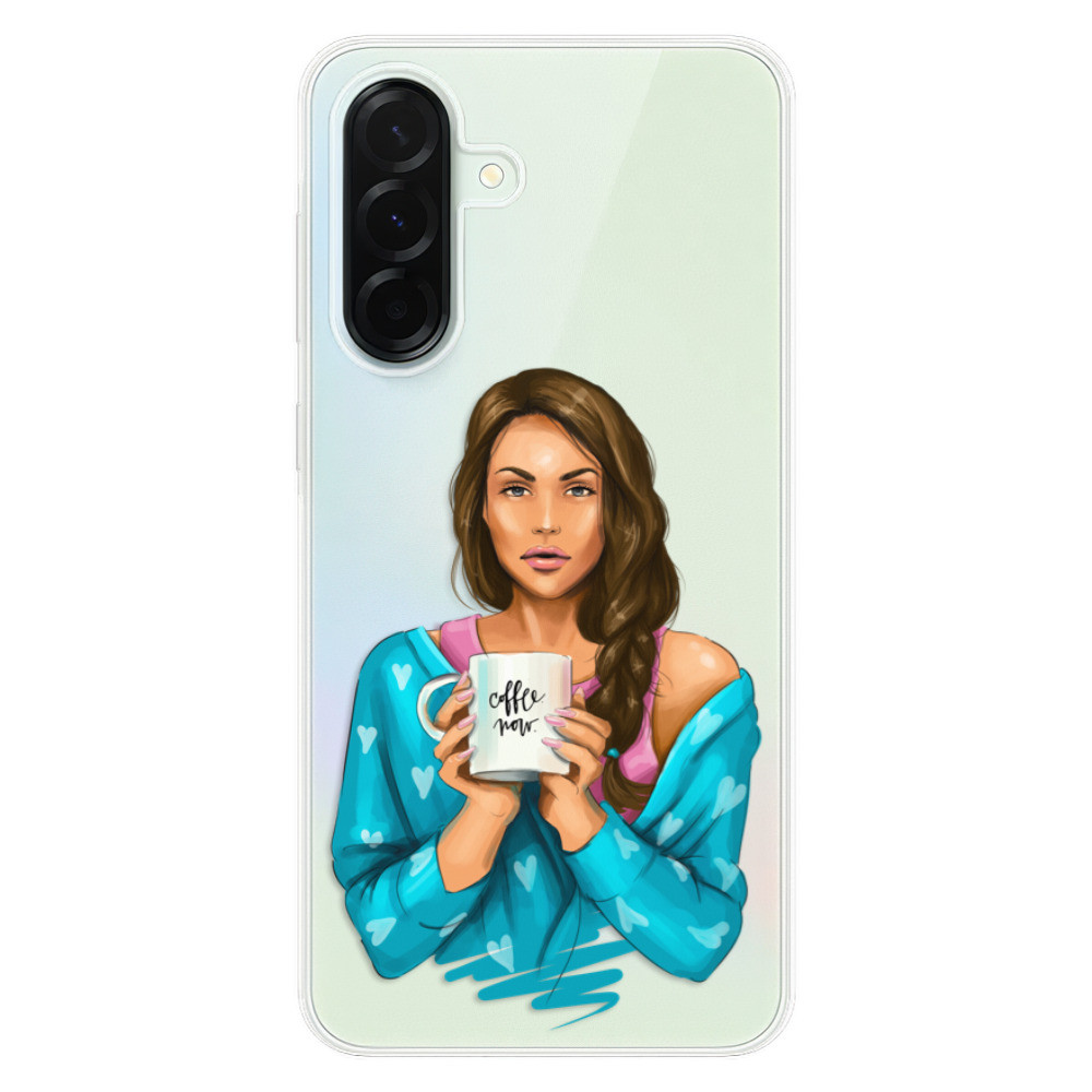 Odolné silikónové puzdro iSaprio - Coffe Now - Brunette - Samsung Galaxy A36