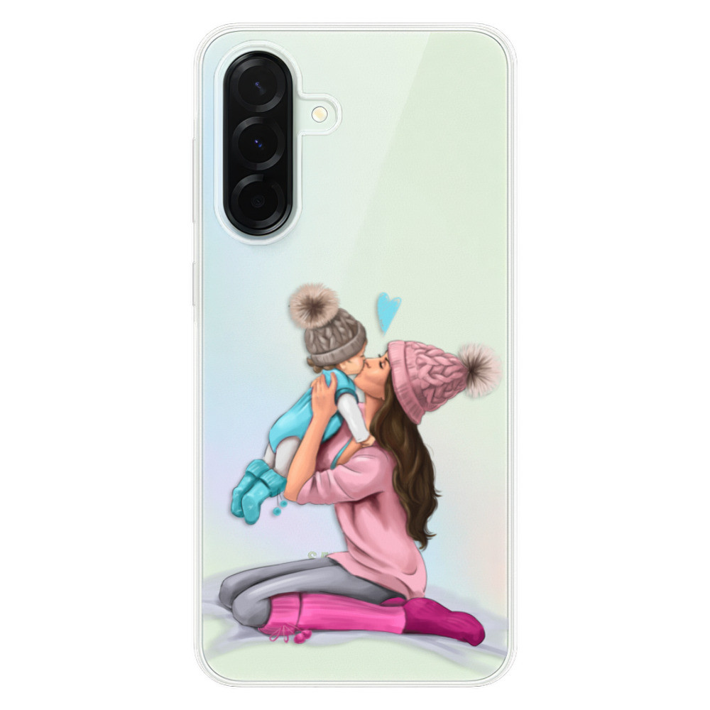 Odolné silikónové puzdro iSaprio - Kissing Mom - Brunette and Boy - Samsung Galaxy A36