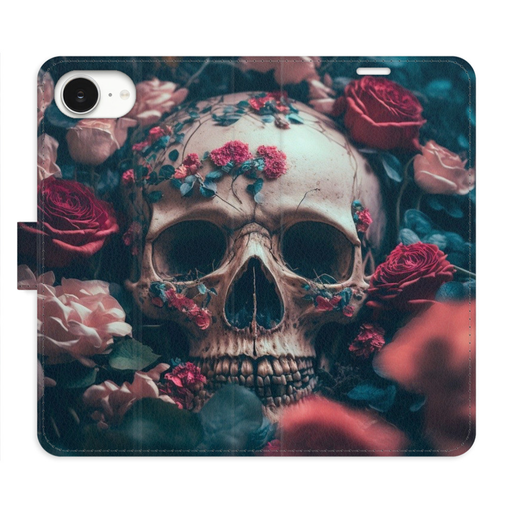 Flipové puzdro iSaprio - Skull in Roses 02 - iPhone 16e