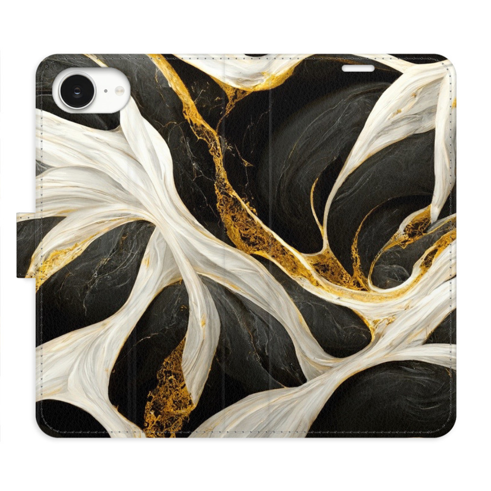 Flipové puzdro iSaprio - BlackGold Marble - iPhone 16e