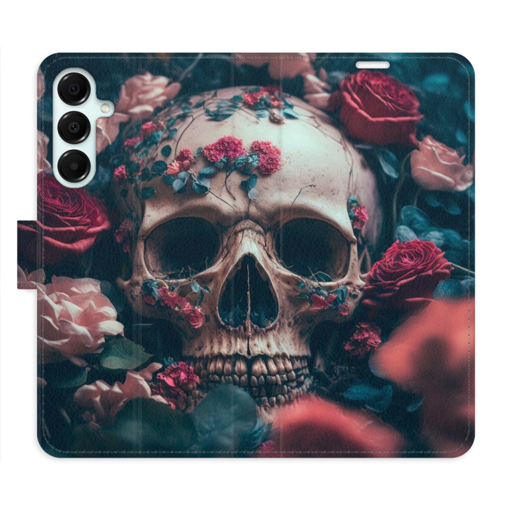 Flipové puzdro iSaprio - Skull in Roses 02 - Samsung Galaxy A16 5G