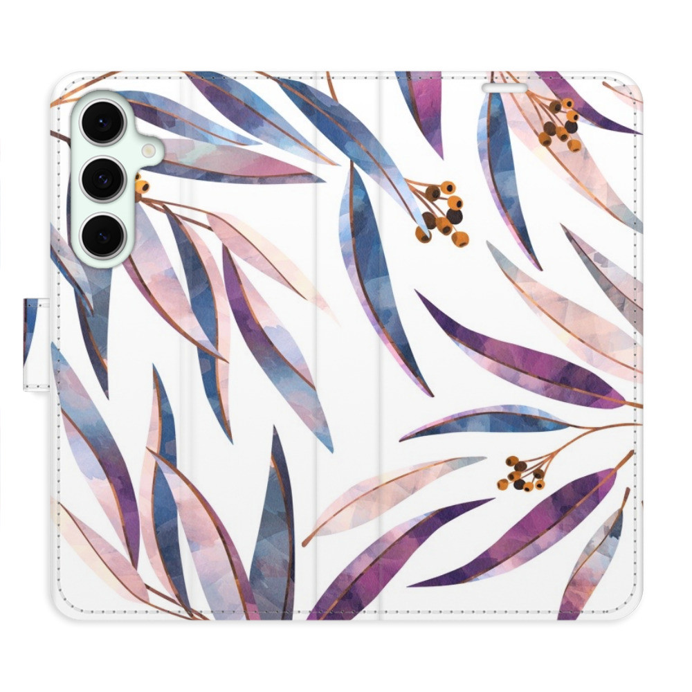 Flipové puzdro iSaprio - Ornamental Leaves - Samsung Galaxy S24 FE