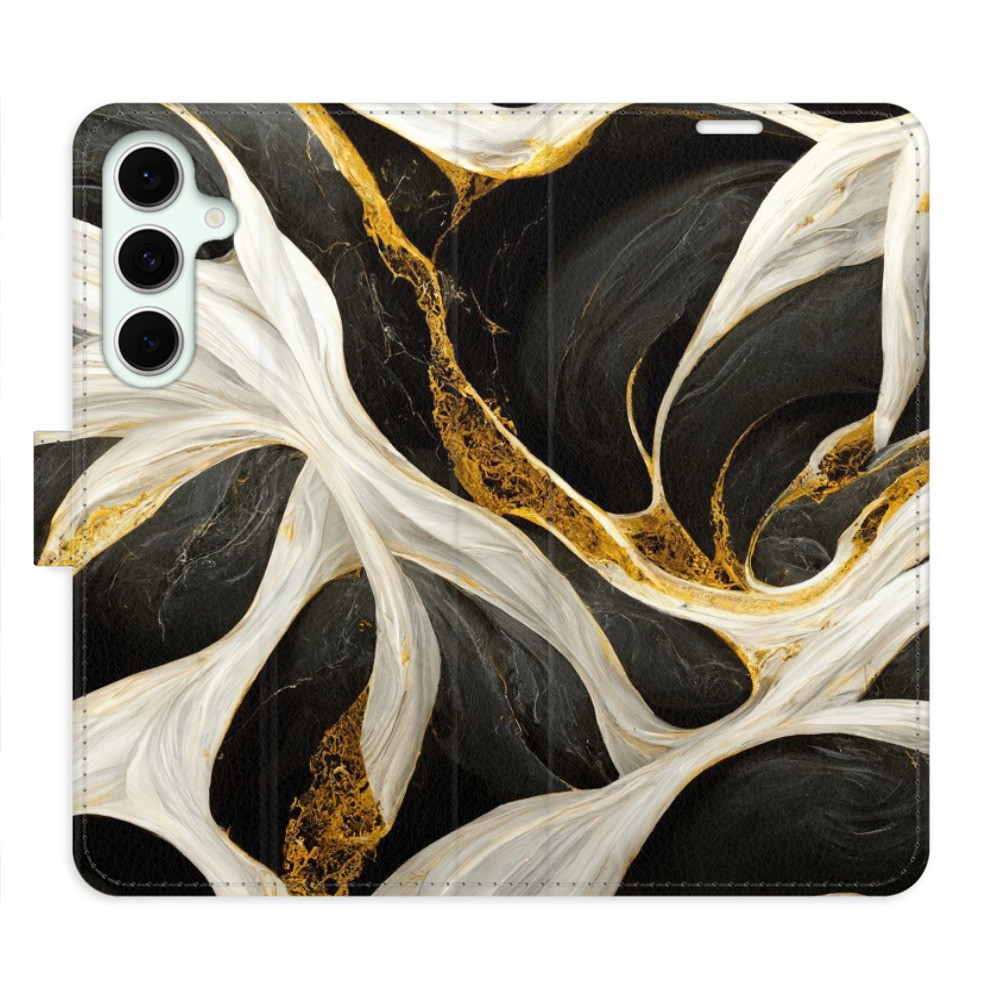 Flipové puzdro iSaprio - BlackGold Marble - Samsung Galaxy S24 FE