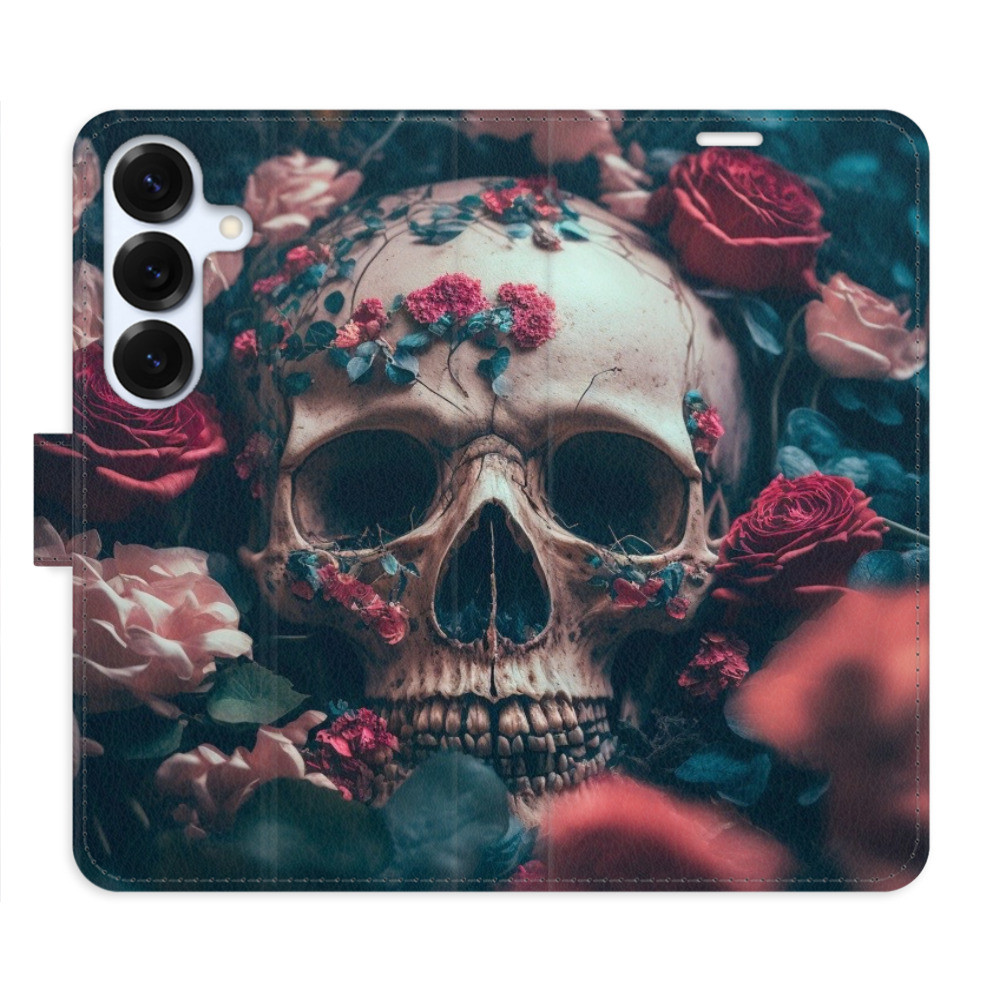 Flipové puzdro iSaprio - Skull in Roses 02 - Samsung Galaxy S25