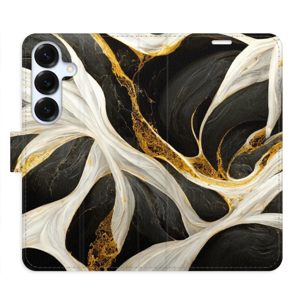 Flipové puzdro iSaprio - BlackGold Marble - Samsung Galaxy S25