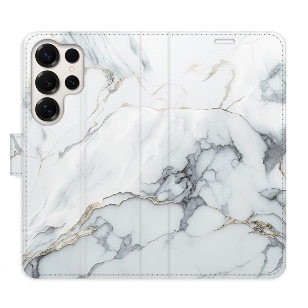 Flipové puzdro iSaprio - SilverMarble 15 - Samsung Galaxy S25 Ultra