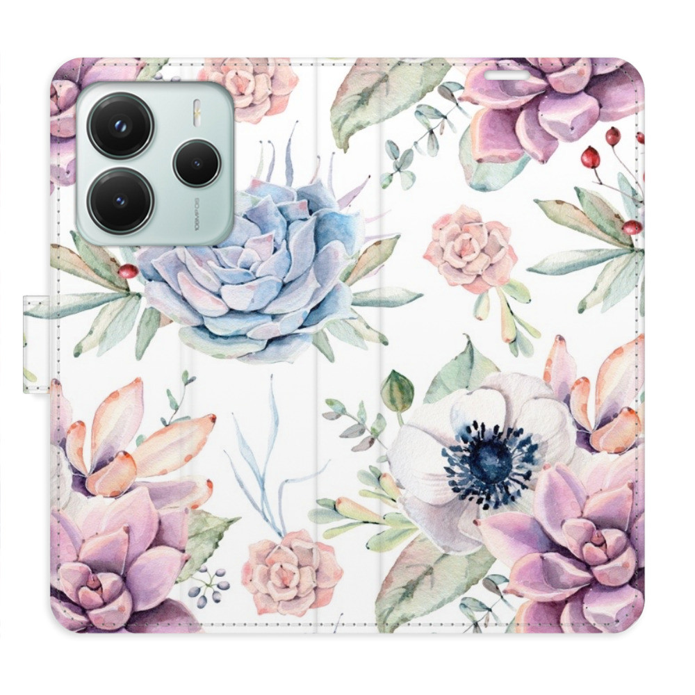 Flipové puzdro iSaprio - Succulents Pattern - Xiaomi Redmi Note 14 5G