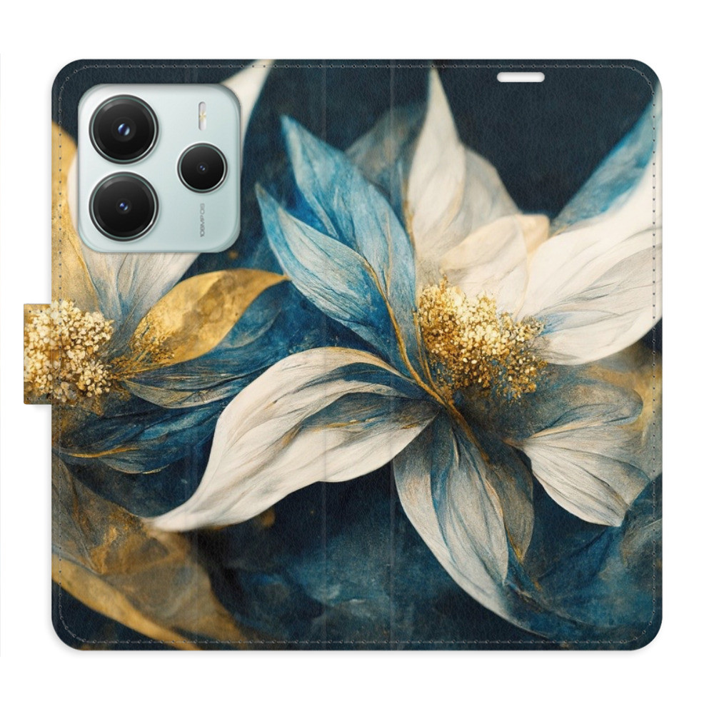 Flipové puzdro iSaprio - Gold Flowers - Xiaomi Redmi Note 14 5G