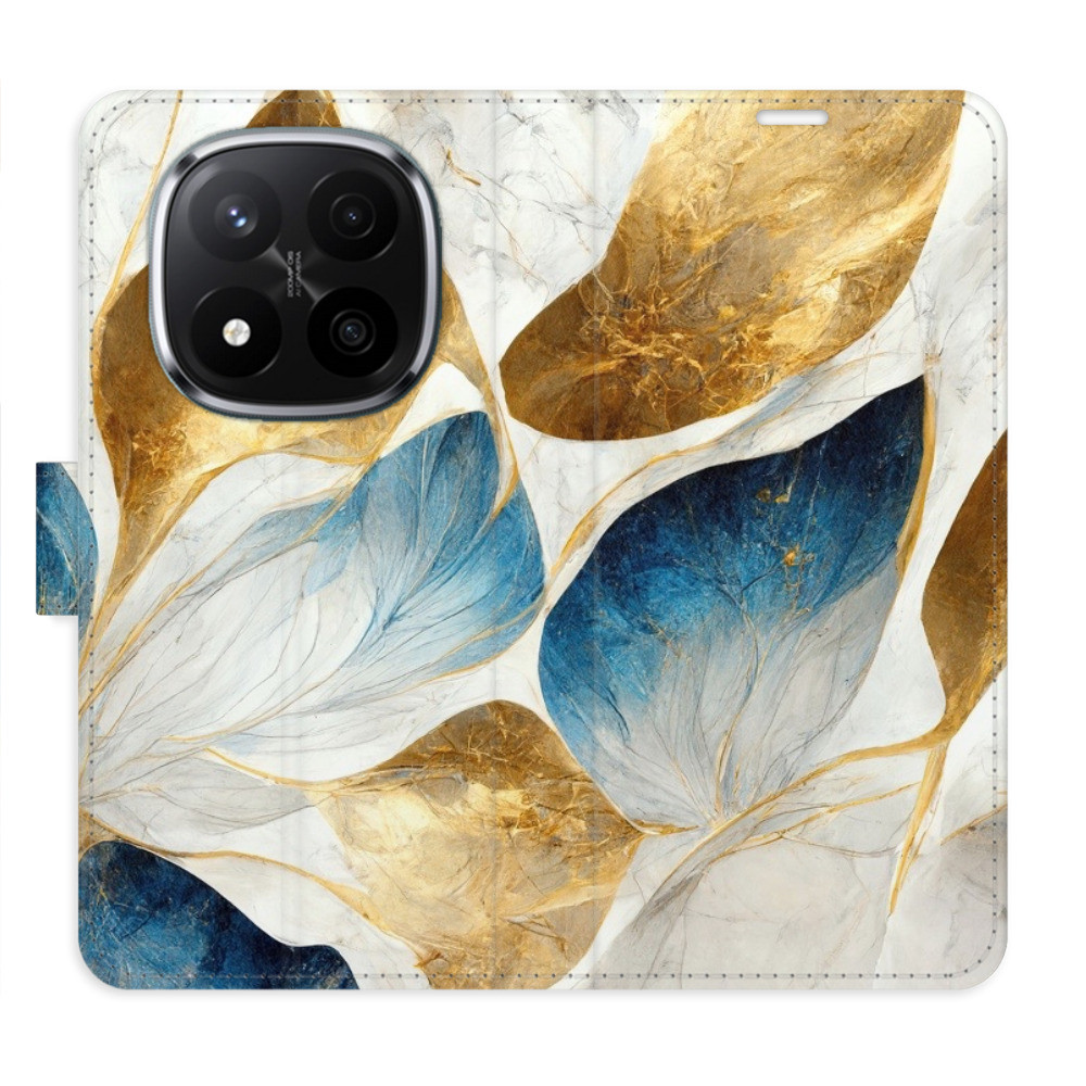 Flipové puzdro iSaprio - GoldBlue Leaves - Xiaomi Redmi Note 14 Pro 5G/14 Pro+ 5G