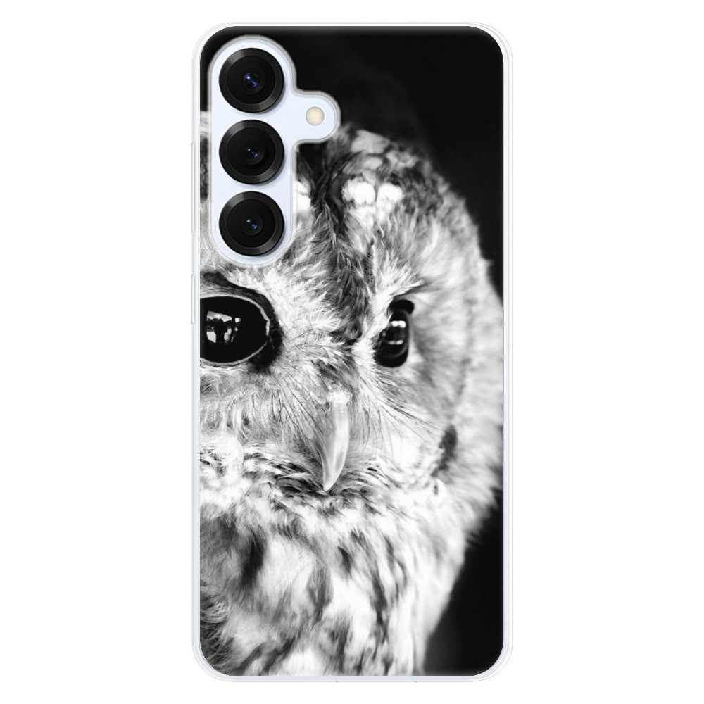 Odolné silikónové puzdro iSaprio - BW Owl - Samsung Galaxy S25