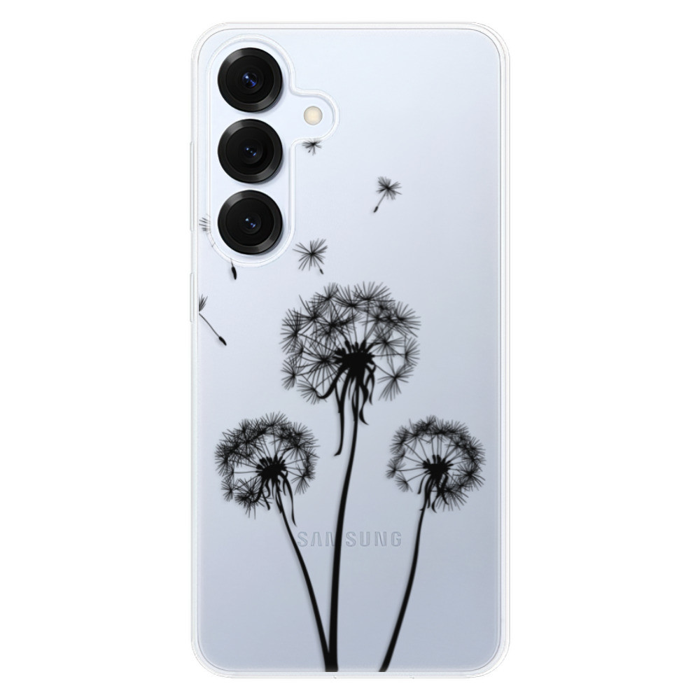 Odolné silikónové puzdro iSaprio - Three Dandelions - black - Samsung Galaxy S25