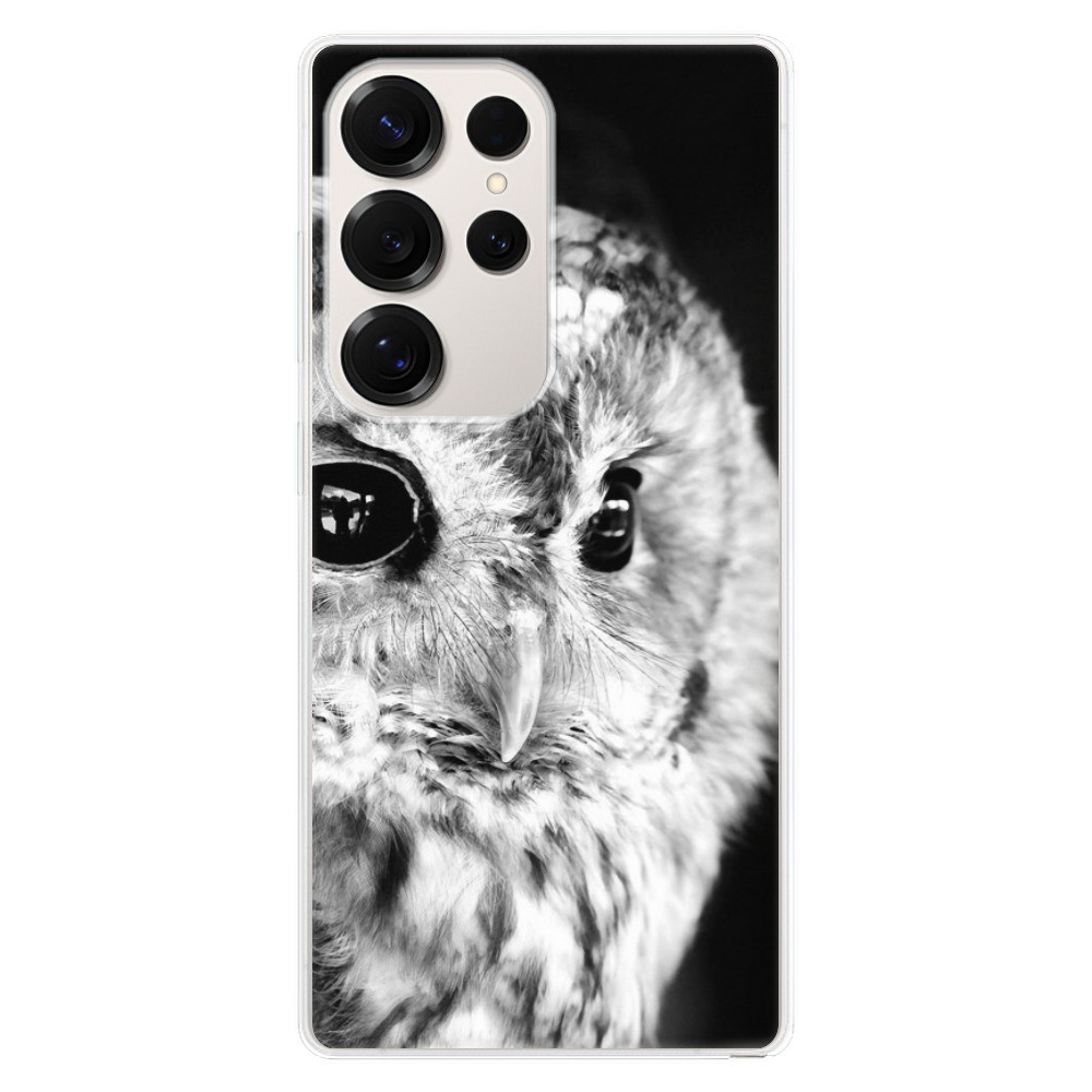 Odolné silikónové puzdro iSaprio - BW Owl - Samsung Galaxy S25 Ultra