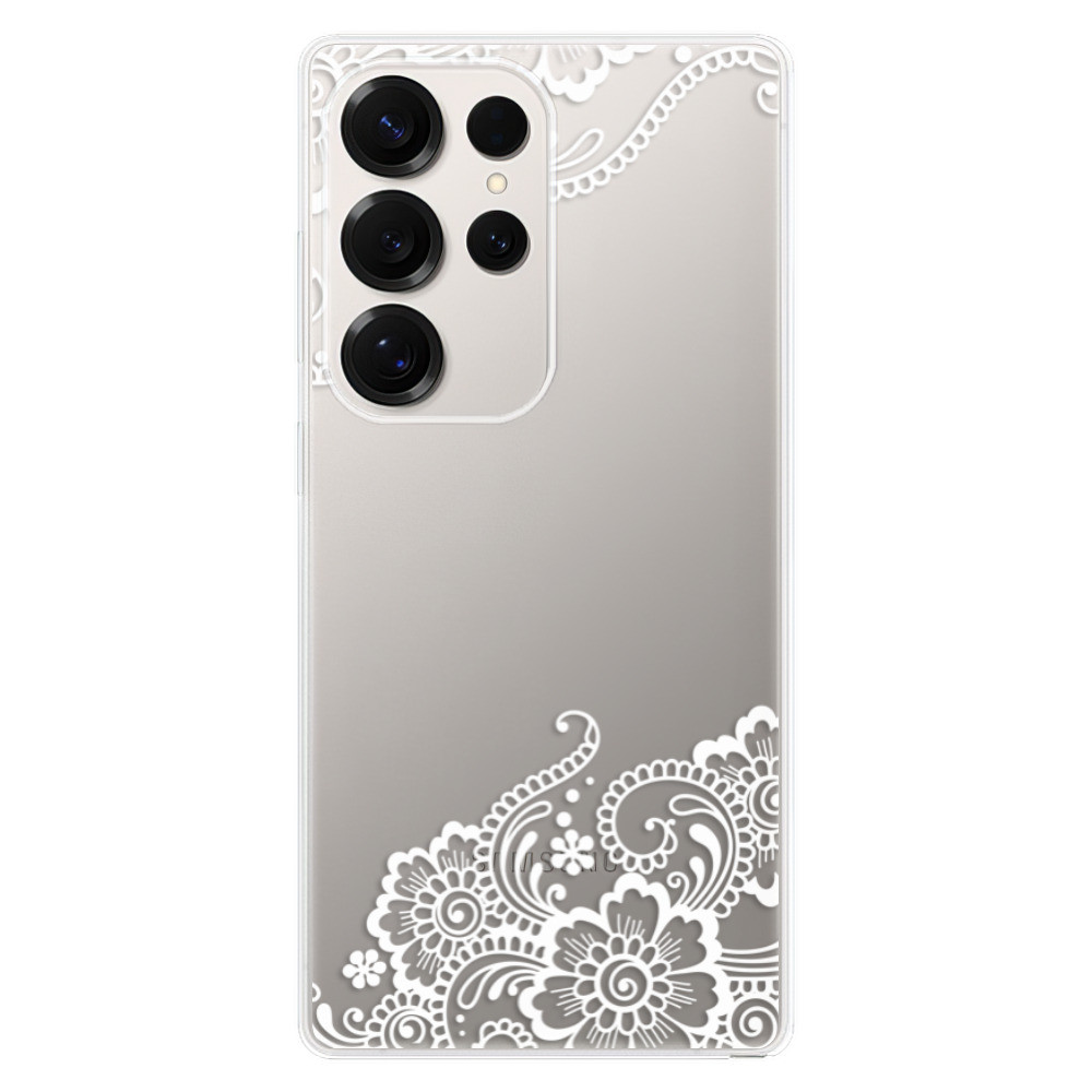 Odolné silikónové puzdro iSaprio - White Lace 02 - Samsung Galaxy S25 Ultra