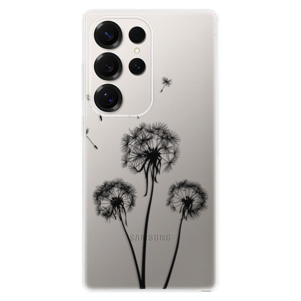 Odolné silikónové puzdro iSaprio - Three Dandelions - black - Samsung Galaxy S25 Ultra