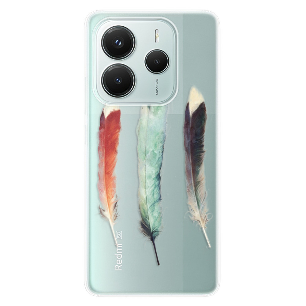 Odolné silikónové puzdro iSaprio - Three Feathers - Xiaomi Redmi Note 14 5G