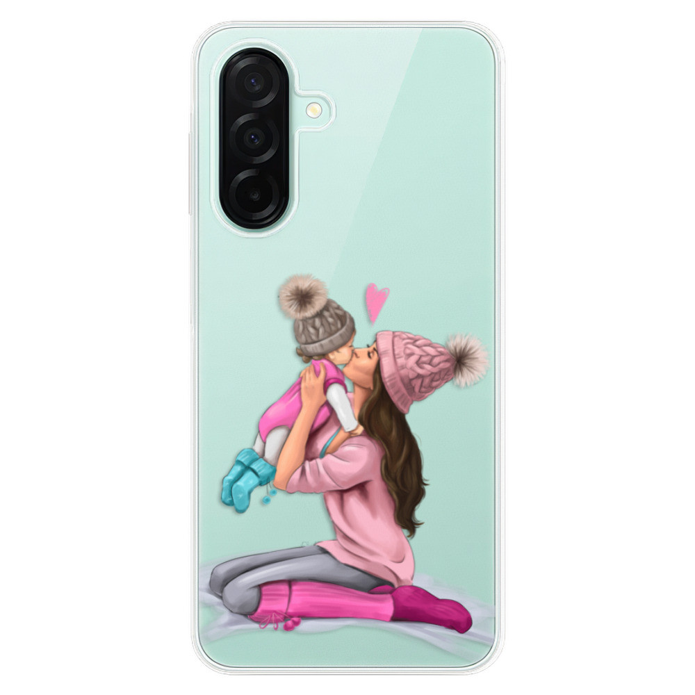 Odolné silikónové puzdro iSaprio - Kissing Mom - Brunette and Girl - Samsung Galaxy A26