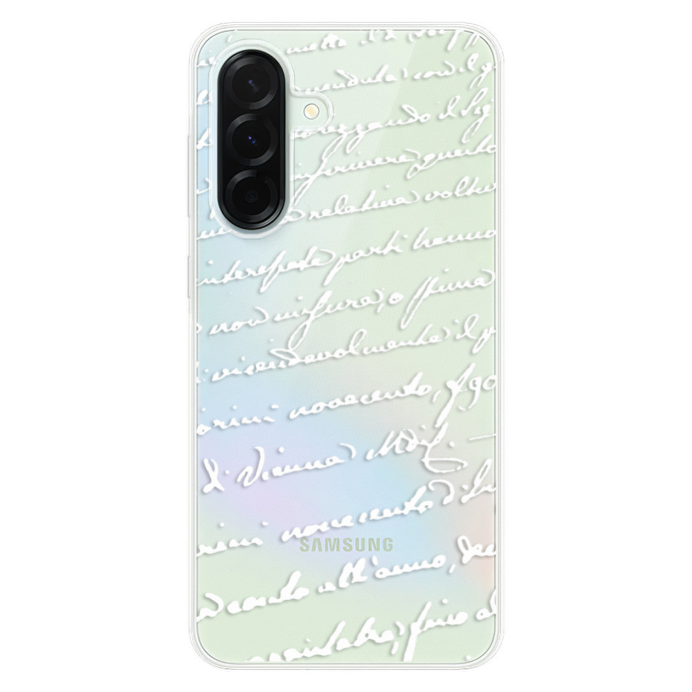 Odolné silikónové puzdro iSaprio - Handwriting 01 - white - Samsung Galaxy A36