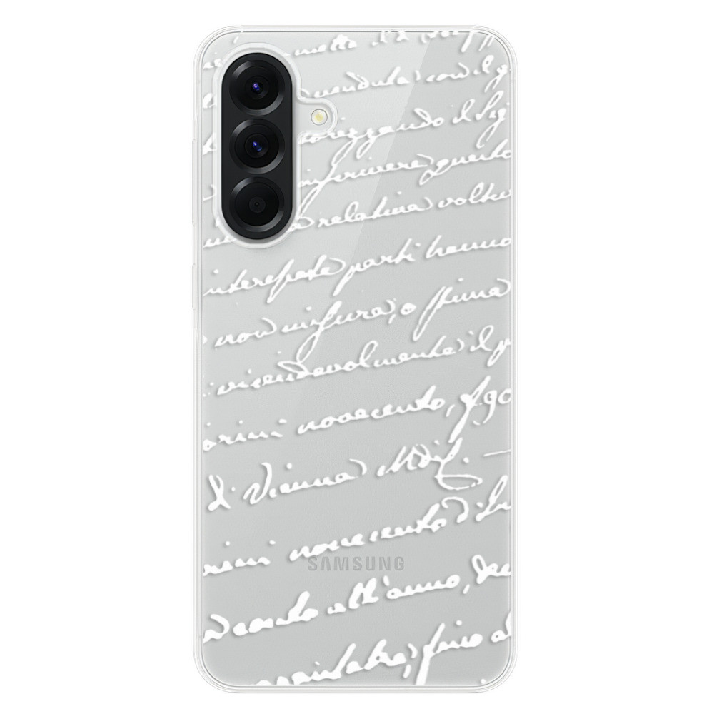 Odolné silikónové puzdro iSaprio - Handwriting 01 - white - Samsung Galaxy A56