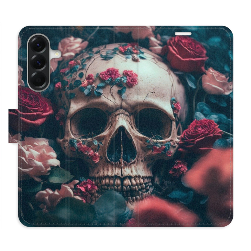 Flipové puzdro iSaprio - Skull in Roses 02 - Samsung Galaxy A56