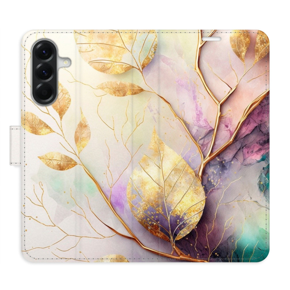 Flipové puzdro iSaprio - Gold Leaves 02 - Samsung Galaxy A56