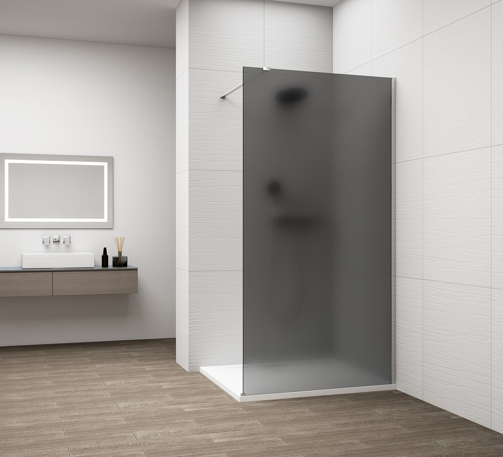 POLYSAN - ESCA CHROME jednodielna sprchová zástena na inštaláciu k stene, dymové matné sklo, 1200  ES1412-01