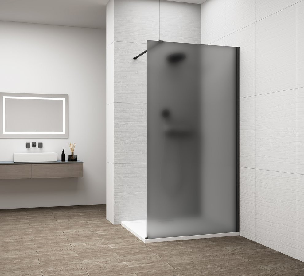 POLYSAN - ESCA BLACK MATT jednodielna sprchová zástena na inštaláciu k stene, dymové matné sklo, 1200  ES1412-02