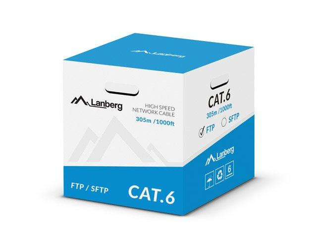 LANBERG FTP kábel CAT.6, Cu, dĺžka 305m, šedý, CPR + Fluke passed, PVC