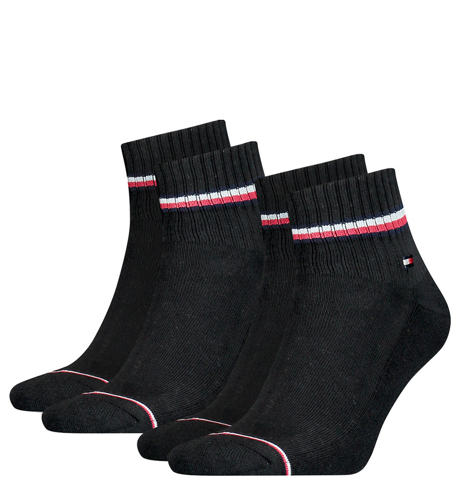 TOMMY HILFIGER - 2PACK Tommy original iconic quarter black ponožky